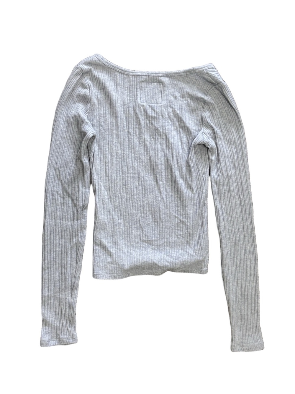 Y2K styled Hollister Gray Ribbed Henley Long Sleeve - XS - Picture 3 of 4